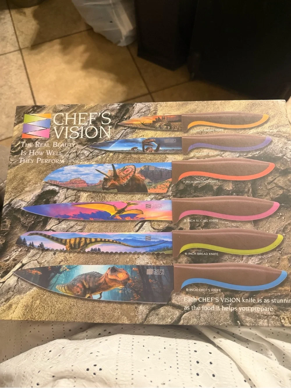 Multicolor Decorative Knife Set with Artistic Blades dinosaurs